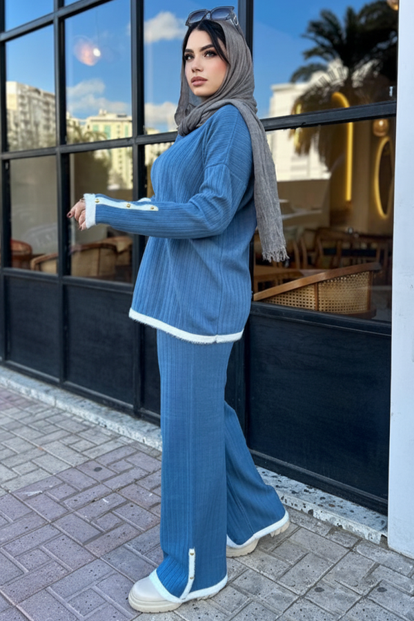 سوت تريكو عجينة 4 زرار بترولي