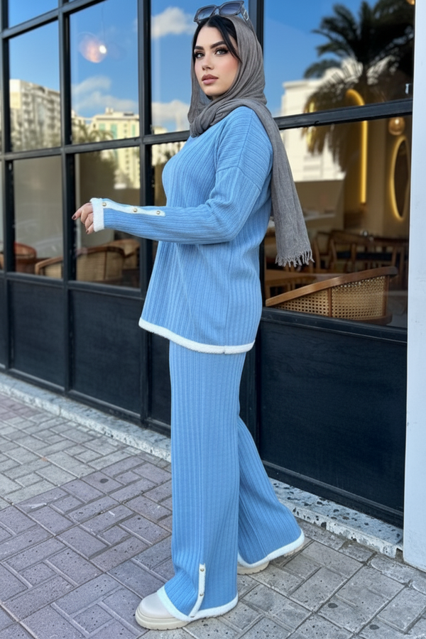 سوت تريكو عجينة 4 زرار بيبي بلو